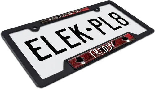 Vista 5 de Elektroplate Con licencia oficial – Freddy Krueger Nightmare on Elm Street - Marco de matrícula de plástico negro de grado automático, marco