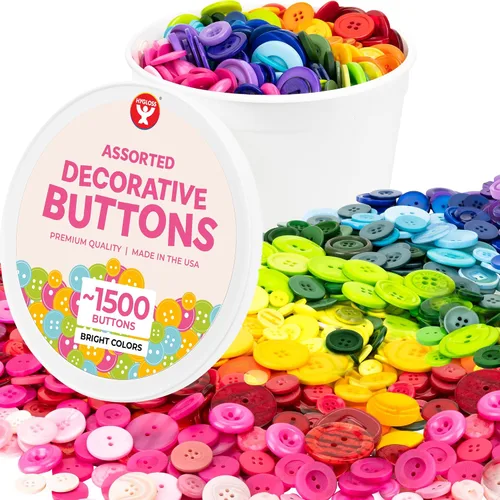Vista 15 de 500 botones surtidos (aproximadamente) para manualidades – Contenedor a granel de 1 libra – Botones pequeños y grandes para coser, camisas, ropa