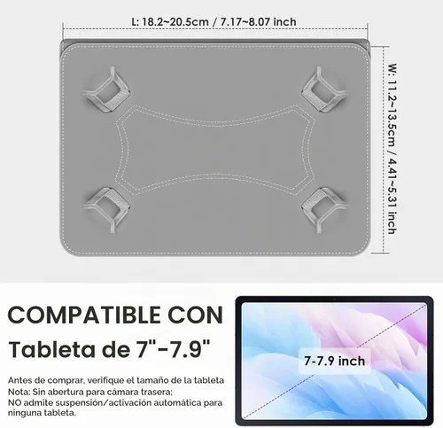Vista 2 de DETUOSI - Funda universal para tablet Android de 7 pulgadas, color negro