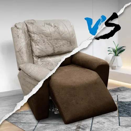Vista 227 de Fundas para Sillón de 2 Piezas con Cojín en T, Fundas de Aspecto de Cuero para Sofá, Fundas para Sillas, Protector de Muebles Elástico, Funda