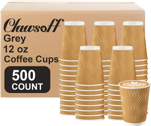 Vista 10 de Clawsoff - Paquete de 90 tazas de café de papel desechables de 16 onzas Marrón