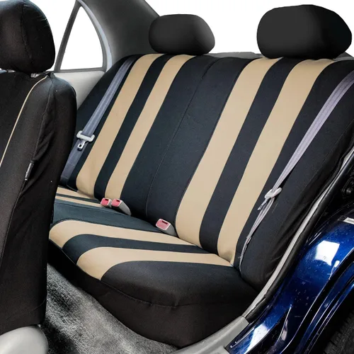 Vista 3 de FH Group Juego completo de fundas de asiento de coche de tres filas a rayas, compatible con bolsas de aire y listas para dividir, ajuste universal