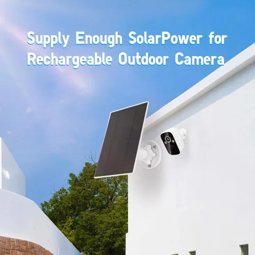 Vista 5 de Panel solar de 5 W, IP 65 impermeable 5V puerto micro USB para cámaras de seguridad inalámbricas al aire libre, compatible con cámara de seguridad