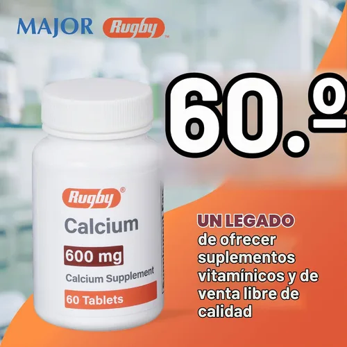Vista 6 de Rugby - Tabletas de calcio de 600 mg - Suplemento de calcio - 60 unidades Apoya la vida activa, nutrientes diarios esenciales, apoyo nutricional