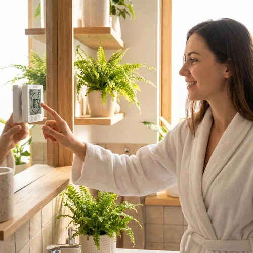 Vista 4 de Reloj de ducha digital, reloj temporizador de baño, resistente al agua para rociar agua, alarma de cuenta regresiva, temporizador de pantalla