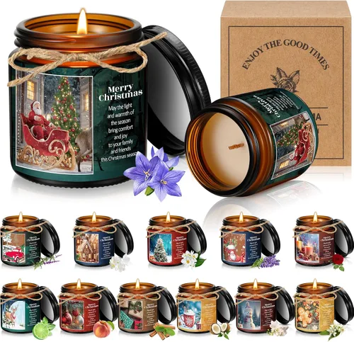 Vista 10 de MTLEE 12 velas perfumadas de Navidad en frascos a granel, regalos