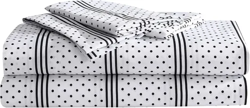 Vista 22 de Betsey Johnson - Juego de sábanas de tamaño individual, ropa de cama de microfibra con estampado Nerdy Teddies con sábana bajera de bolsillo