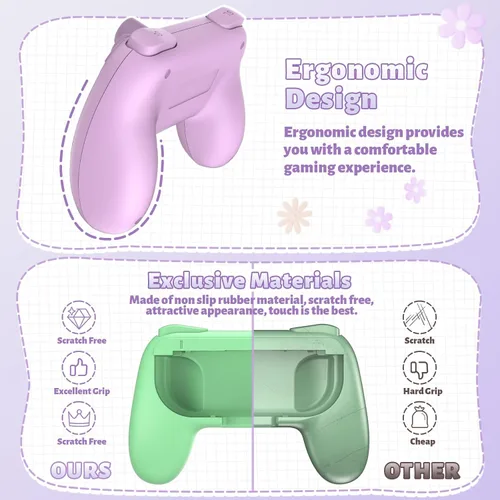 Vista 60 de FASTSNAIL Grips Compatible with Nintendo Switch for Joy Con & OLED Model for Joycon, Wear-resistant Handle Kit Compatible with Joy Cons Controllers