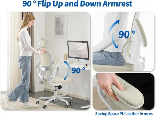 Vista 5 de TRALT Silla Ergonómica de Oficina - Silla de Escritorio con Reposacabezas Ajustable Soporte Lumbar Silla de Computadora - Silla Cómoda de Malla