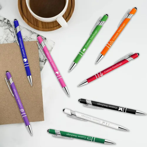 Vista 6 de Bolígrafos personalizados personalizados con nombre y logotipo, bolígrafo grabado, bolígrafos personalizados para oficina, negocios, lápiz
