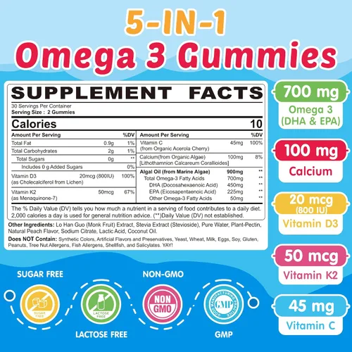 Vista 2 de Suplemento de zinc y magnesio + gomitas Omega 3 para niños