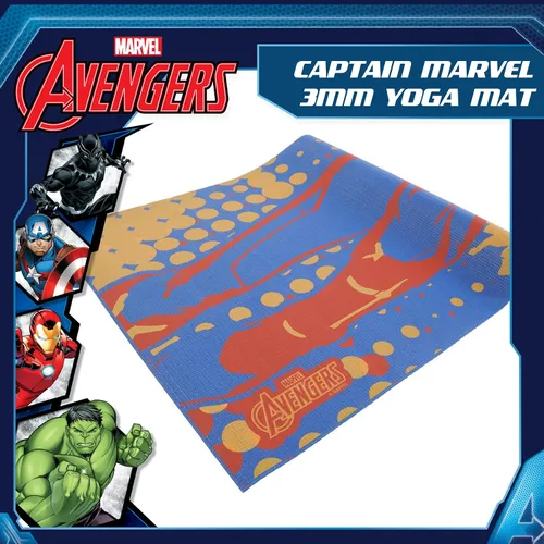 Vista 2 de Marvel Captain Marvel - Tapete de yoga antideslizante para niños y niñas, para todo uso, PVC, accesorios de fitness y entrenamiento, azul marino