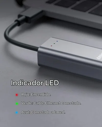 Vista 6 de Anker Adaptador USB C a Ethernet, concentrador de red portátil de 1 Gigabit, 10/100/1000 Mbps, para MacBook Pro, iPad Pro 2019/2018, ChromeBook