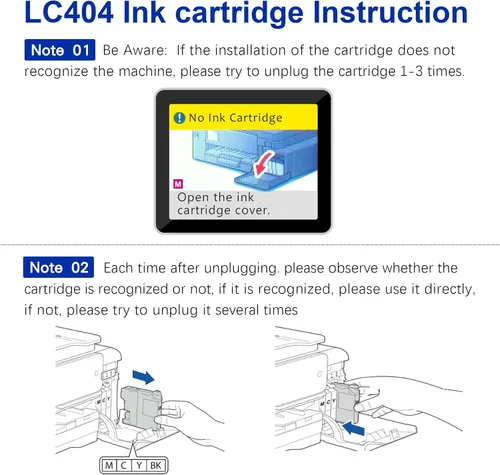 Vista 6 de LC404XL - Cartuchos de tinta de repuesto compatibles con impresoras Brother lc404, funciona para impresoras MFC-j1205w MFC-J1205W XL y MFC-J1205w