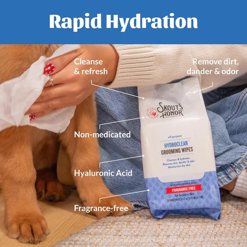 Vista 5 de SKOUT'S HONOR HydroClear Toallitas de aseo para perros y gatos, 100