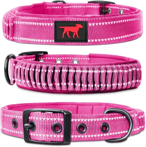 Vista 17 de Tuff Pupper Collar de perro resistente con asa Collar de nailon balístico resistente Collar de perro reflectante acolchado con hardware