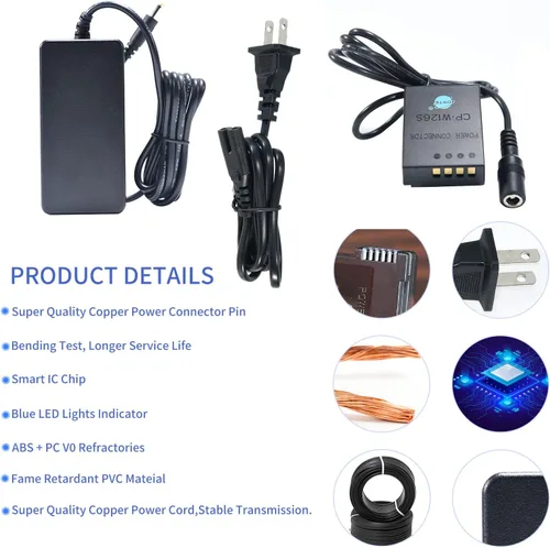 Vista 4 de DSTE Adaptador de fuente de alimentación de CA y kit de cargador de batería ficticia Reemplazo de batería NP-W126 NP-W126S compatible con Fujifilm
