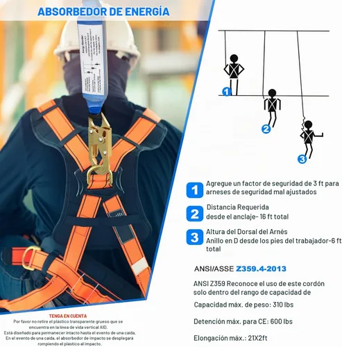 Vista 4 de Cuerda de protección contra caídas vertical de 25 pies
