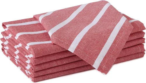 Vista 31 de Encasa XO Juego de 12 servilletas de tela de cóctel Servilletas de mesa de algodón puro Tamaño (9 x 9 pulgadas) Coral Solid Lavable a máquina