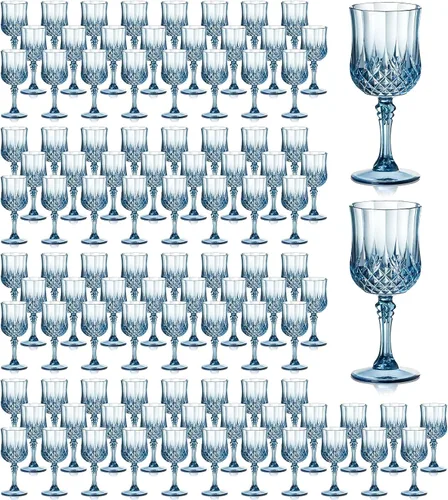Vista 17 de XUWAIDSGN 16 Piezas Copas de Vino Vintage de Plástico de 7oz Vasos para Beber Irrompibles Cristalería para Bodas Copas de Agua de Cristal