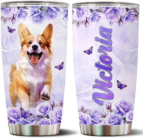 Vista 24 de Regalos personalizados de Beagle para mujeres, esposa, hija, mamá, niña, vaso de acero inoxidable aislado de 20 onzas, taza de viaje, taza de café