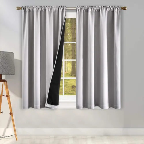Vista 29 de KEQIAOSUOCAI Aqua - 100 cortinas opacas con forro negro para dormitorio, paneles de cortina totalmente opacas para sala de estar, cortinas aislantes