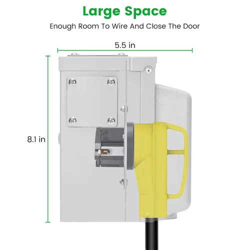 Vista 4 de Caja de disyuntores temporal de 30 amperios para RV con interruptor, Caja de disyuntores al aire libre Briidea con carcasa impermeable NEMA 3R