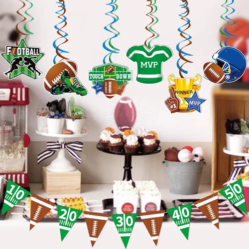 Vista 2 de Decoraciones de fiesta de Superbowl 2023 - Bandera de retoque para fiestas de fútbol, decoraciones para fiestas deportivas, suministros para fiestas