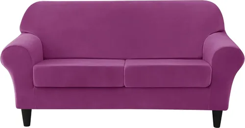 Vista 29 de CONRUSER Funda elástica para sofá, funda de terciopelo suave para sofá de un solo asiento con funda de cojín, protector de muebles (beige, talla S)