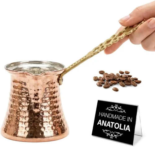 Vista 15 de Cafetera turca Hakan Hervidor de agua para estufa, cafetera, calentador de mantequilla, chocolate y leche Calentamiento uniforme y rápido