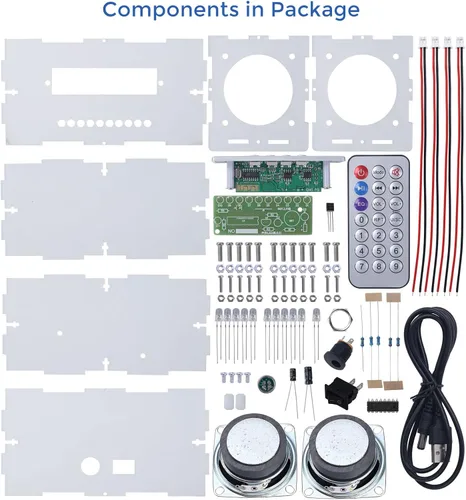 Vista 2 de MiOYOOW Kit de altavoz Bluetooth DIY, mini amplificador estéreo USB, kit de soldadura con luces LED intermitentes, kit de práctica de soldadura