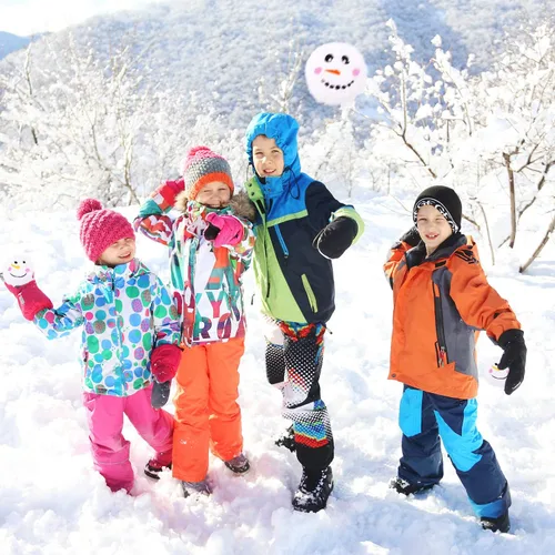 Vista 5 de Aneco Juego de 12 bolas de juguete de nieve, bolas de muñeco de nieve de felpa, pelota de lucha de nieve con una bolsa realista para adultos