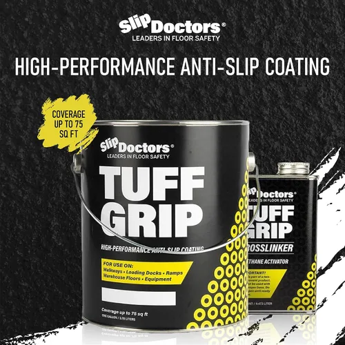 Vista 2 de Tuff Grip - Pintura antideslizante para rampas, pisos, cubiertas y escaleras, revestimiento de agarre antideslizante texturizado para una tracción