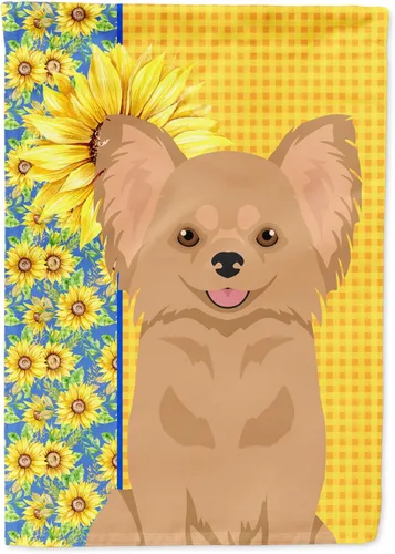 Vista 232 de Caroline's Treasures WDK5313GF Bandera de jardín con diseño de girasoles de verano, color negro y tostado, Airedale Terrier para buzón, bandera