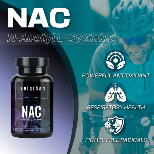 Vista 2 de Leviathan Nutrition Suplemento NAC N-acetil cisteína para pulmón, hígado, apoyo inmunológico - Potente apoyo antioxidante para aumentar los niveles
