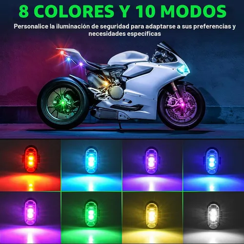 Vista 2 de Luces estroboscópicas RGB LED inalámbricas para aviones con control remoto, 8 colores, 10 modos de parpadeo, carga USB, luces anticolisión 12 piezas