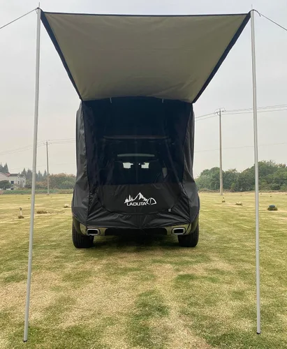 Vista 6 de Tienda de campaña para portón trasero para automóvil, toldo para auto, protección solar, impermeable, a prueba de rayos UV, para SUV, camping Negro