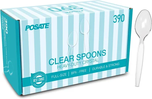 Vista 14 de Heavyweight Plastic Spoons, Clear, 100 Count (Pack of 2)