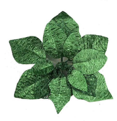 Vista 22 de YYCRAFT 12 flores artificiales de seda brillante con purpurina para decoración de árbol de Navidad (plata, 8 pulgadas)