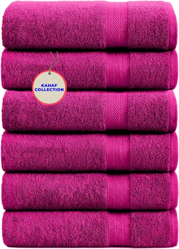 Vista 27 de KAHAF COLLECTION Paquete de 6 toallas de baño 100 % algodón, de 24 x 48 pulgadas, de secado rápido, altamente absorbentes, suaves al tacto