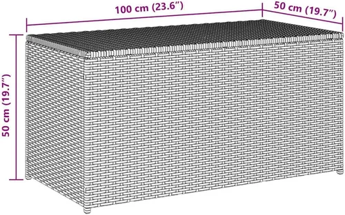 Vista 3 de vidaXL Caja de almacenamiento para patio: almacenamiento de artículos de jardín de ratán de polietileno duradero, marco de acero con recubrimiento