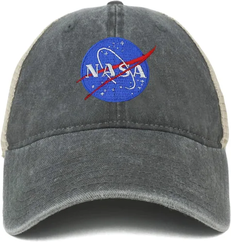Vista 2 de Armycrew Gorra de malla de camionero lavada bordada con logotipo de la NASA XXL de gran