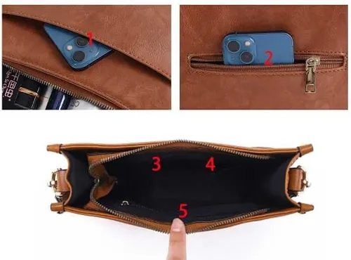 Vista 4 de HAIBOLAN bolsa cruzada con correa de guitarra de leopardo, bolsa bandolera de base redonda para mujer
