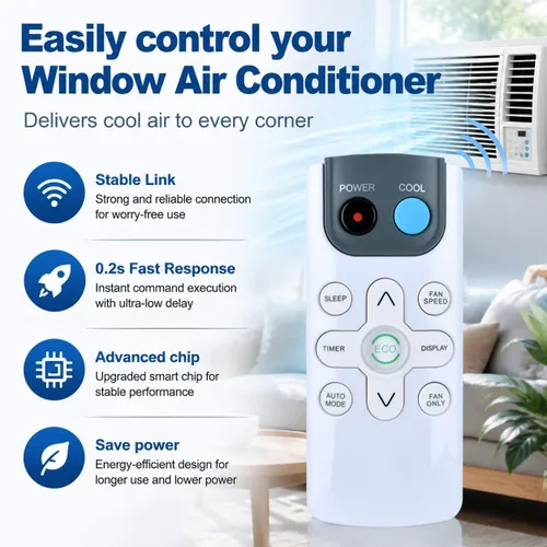Vista 2 de ZWP GYKQ-71E Control remoto de aire acondicionado de ventana para 2-Blanco