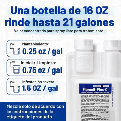 Vista 3 de Fipronil Plus-C concentrado insecticida, 16 onzas, hace 21 galones Mata cucarachas, hormigas, hormigas de fuego, insectos apestosos, arañas y más