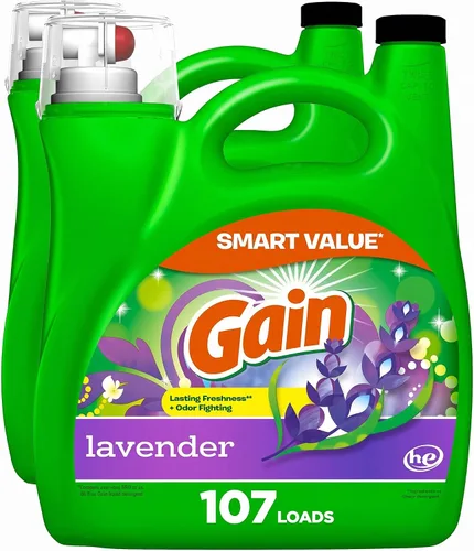 Vista 12 de Gain + Aroma Boost - Detergente líquido para ropa, aroma original, compatible con lavadoras de alta eficiencia, 96 cargas en total, 75 onzas