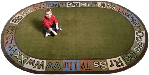 Vista 7 de KidCarpet Alpha Dots Circle Time ABC - Alfombra ovalada, 7 pies 6 pulgadas x 12 pies Puntos Alfa