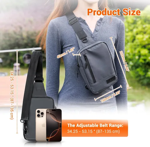 Vista 3 de Bolsa cruzada de viaje para iPhone 18 17 16 Pro Max iPad mini 6 Bolso bandolera negro