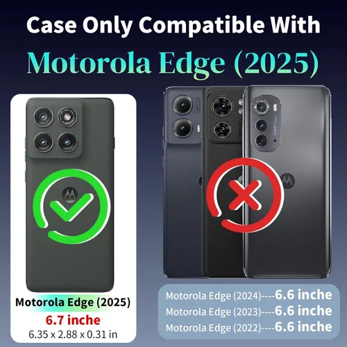 Vista 2 de HNHYGETE Funda para Motorola Edge 2025 con protector de pantalla: soporte giratorio de grado 360° (antideslizante) protección contra caídas y golpes