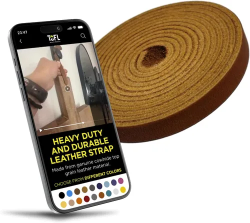 Vista 16 de TOFL Genuine Leather Strap, Top Grain Cowhide Craft Strip – Beige (2 Pack)